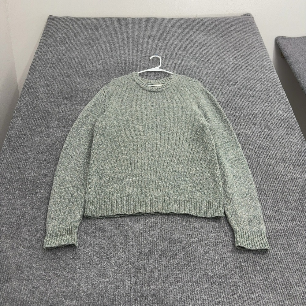 LL Bean Sweater Mens L Green Lambswool Crewneck Knit Outdoor Gorpcore Classic